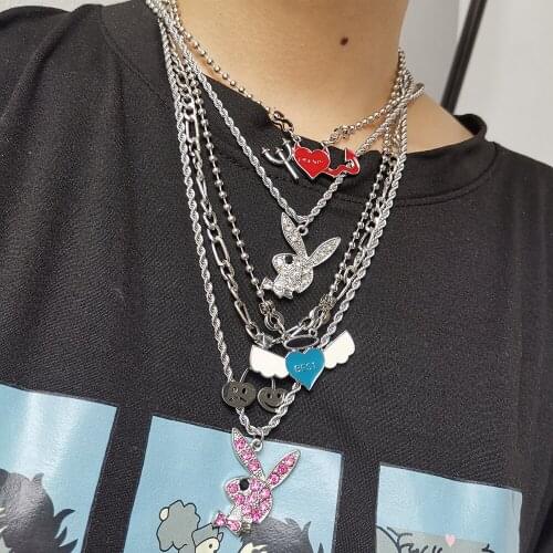 Lost Lady Fashion Punk Metal Pendant Necklace Heart Hip Hop Necklace Men Womens Cool Trendy Party Jewelry Accessories Wholesale