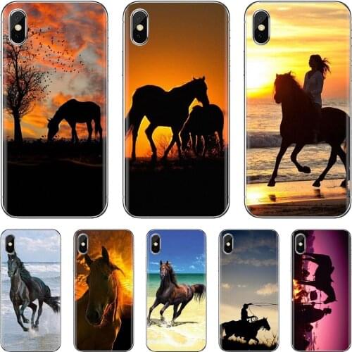 For HTC U11 U12 One X9 M7 M8 A9 M9 M10 Plus Desire 630 530 626 628 816 820 830 Soft Cover Horse Silhouette Mountain Range Sunset