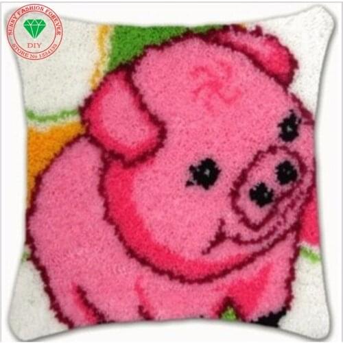 Latch hook rug kit Diy Pillowcase Cross-stitch carpet cushion Patchwork diy embroidery pillowcase thread Craft Home Decor Pig