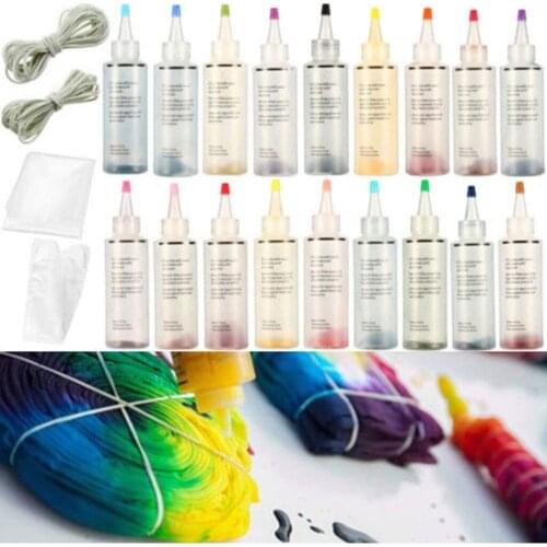 18pcs One Step Tie Dye Kit Vibrant Fabric Textile Tie-Dye Kit Colorful Clothing DIY Design Safe Non Toxic Permanent Dyes Kit