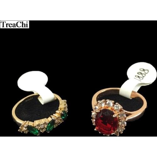 Portable Blank Adhesive Paper Jewelry Tag White Dumbbell Ring Tag Rectangle Self-Sticker Label Jewelry Tag Wholesale 100Pcs/Lot