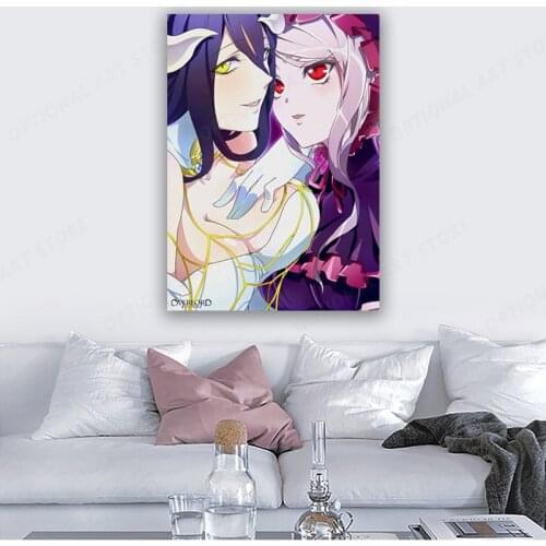 Sexy Fallen Demon Overlord Poster Albedo Anime Girl Fan Art Collection Canvas Wall Artwork