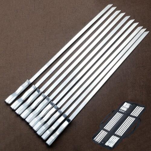Stainless Steel BBQ Skewers Flat Kebob Barbecue Needle Long Meat Grilling Stick BBQ Accessories Camping Outdoor Tool 42cm/16.54"