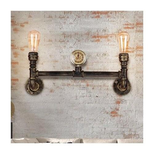 Nordic Loft Style Double Water Pipe Lamp Edison Wall Sconce Antique Wall Light Fixtures For Indoor Vintage Industrial Lighting