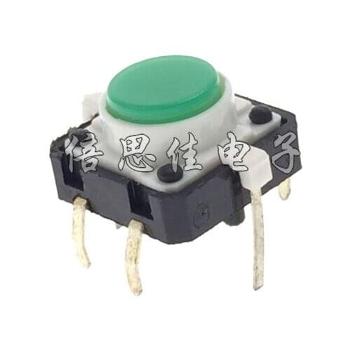 10pcs/Tact Switch 12*12 Belt lock Green LED 4 Pin Self reset 12X12 Normally open Vertical