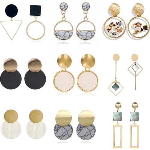 New Fashion Round Dangle Drop Korean Earrings For Women Geometric Round Heart Gold Earring Wedding 2020 kolczyki Jewelry