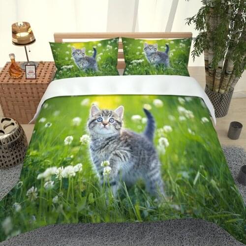 2020 Hot Style Bedding Set 3d Digital Cat Printing 2/3pcs Duvet Cover Set Single Twin Double Full Queen King Bedroom Decor