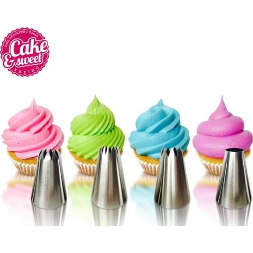 4pcs Large Metal Cake Cream Decoration Tips Set Pastry Tools Stainless Steel Piping Icing Nozzle Cupcake