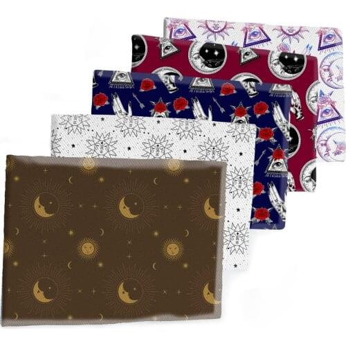 50*145CM Fabric Astronomy Moon Printed Polyester Cotton Twill Fabric Patchwor Printed