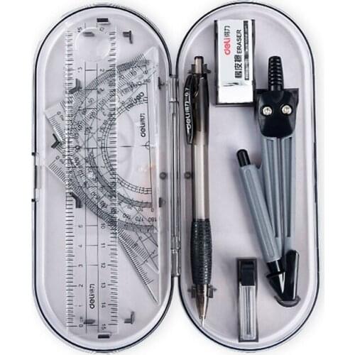 8 Pcs/Pack Ruler Drawing Suit 8 Pieces of Compasses Ruler Stationery Math Set School Student Office Supplies