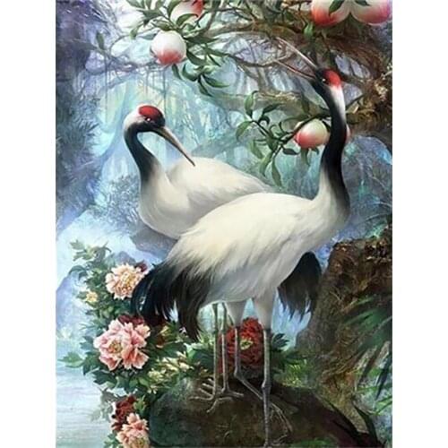 Old Street Home DIY Diamond Embroidery red-crowned crane Mosaic Cross Stitch 5D Diamond Painting Full Round Drill