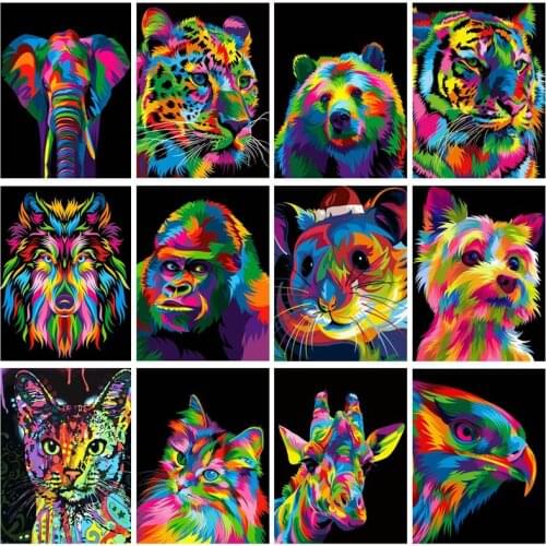Diamond Painting DIY Full Square Color Animal Lion Cat Tiger Wolf Cross stitch Mosaic Picture Rhinestones Diamond Embroidery kit