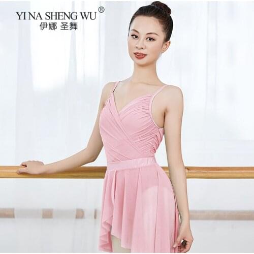 Ballerina Leotard Ballet Dance Practice Costumes Female Chiffon Dance Gymnastics Clothing Adult Ballet Jumpsuit Chiffon Skirt