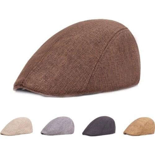 Beret Caps Men Women Vintage Fashion and Leisure Style Linen Outdoor Hats Brand Sun Hat Unisex Duckbill Caps Linen Hiking Capt