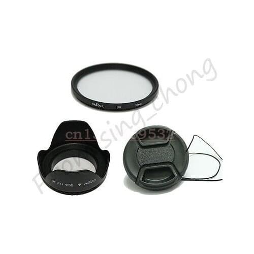 3 in 149 52 55 58 62 67 72 77MM Lens Hood +Lens Cap + UV Filter forDSLR Camera Lens filter