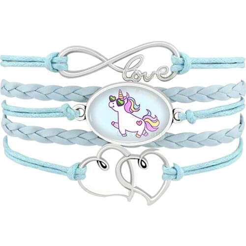 Unicorn Animal Heart Infinity Love 18*25mm Glass Cabochon Charm Wrap Bracelets Women Men Jewelry Christmas Gift Drop Shipping