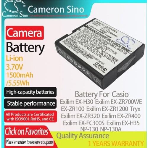 CameronSino Battery for Casio Exilim EX-H30 EX-ZR100 Exilim EX-H30BK Tryx Exilim EX-ZR400 fits Casio NP-130A camera battery