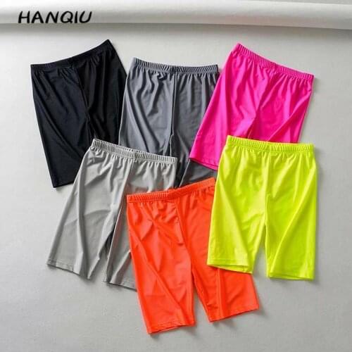 Black shorts Reflective shorts women high waist shorts summer biker shorts sexy neon green kawaii pink shorts streetwear 2019