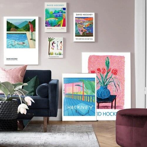 David Hockney Taschen Modern Oil Painting Abstract Colorful Canvas Abstract Oil Picture Wall Art for Living Room Bedroom Decor