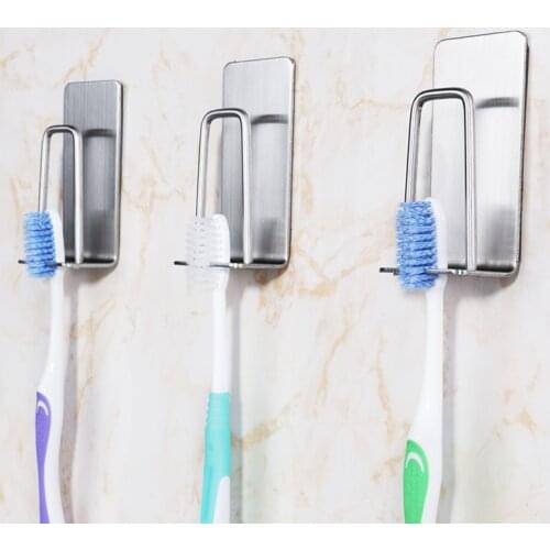 Bathroom Tooth Brush Holder Cup Holder 304 Stainless Steel Wall Mounted Self Adhesive Bath Accessories Set Toothpaste Holder