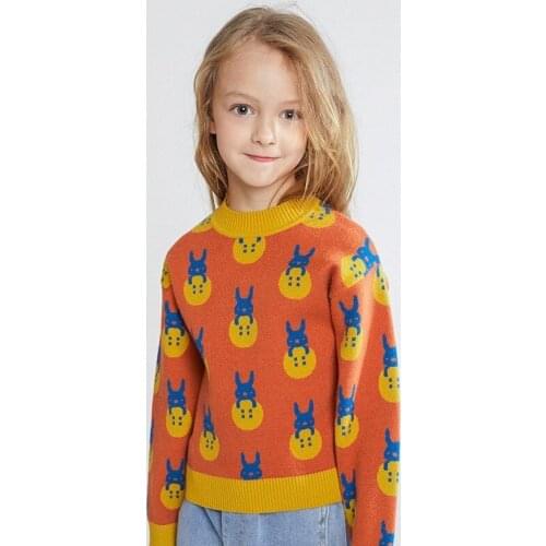 Childrens sweater autumn and winter new Korean version of the girls sweater round neck cartoon bottoming shirt big baby clothe