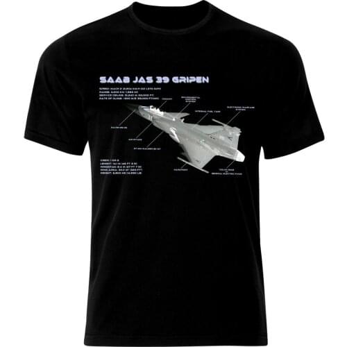 Saab Jas 39 Gripen Air Jet Fighter Aircraft T-Shirt. Summer Cotton O-Neck Short Sleeve Mens T Shirt New S-3XL
