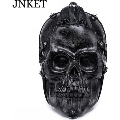 JNKET New Unisex 3D Backpack Skull Pattern Backpack Funny Shoulder Bag Tassel Design Travel Bags