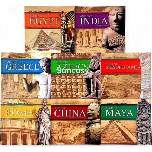 8 Books/set Ancient Civilizations History Books, Ancient China Ancient India, Ancient Rome, Egypt, Ancient Greece, Ancient Maya
