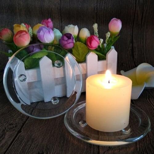 Round Clear Glass Pillar Candle Holder Plate for Candle Gardens Spa Aromatherapy Incense Cones Wedding Party Spa