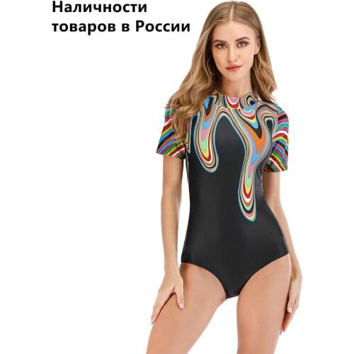 Short Sleeve Swimsuit Print One-Piece Women Swimwear Fast Deliver Diving Rashguard Bathing Suit Rash Guard Surfing Swimming Suit