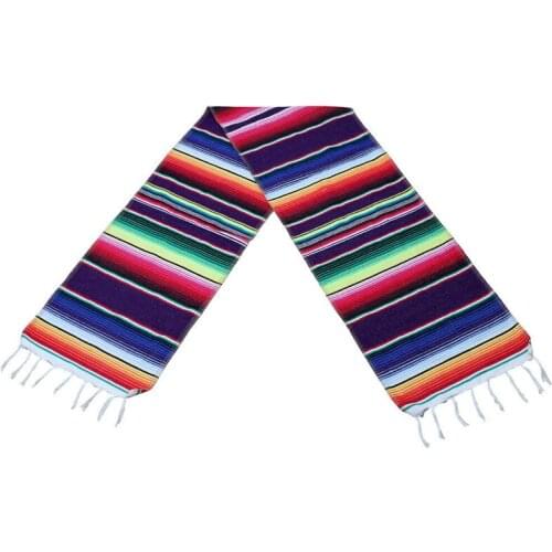 Mexican Serape Table Runner Fringe Cotton Tablecloth Fiesta Party Dinner Decor