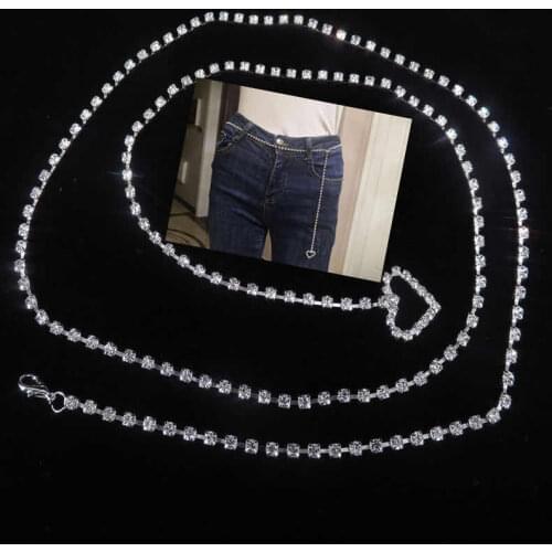Fashion Rhinestone heart-shaped waist chain shiny crystal navel chain jewelry womens best selling body Jewelry belt accessories