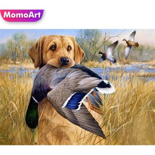MomoArt Diamond Embroidery Animal Cross Stitch Kits Diamond Painting Dog Full Drill Square Mosaic Wild Duck 5D DIY Home Decor