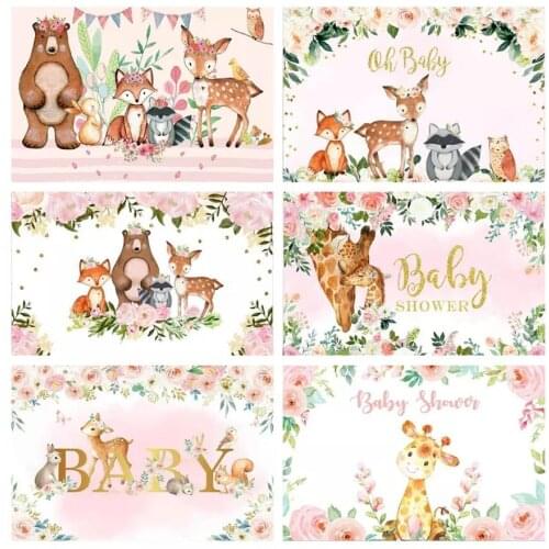 Cartoon Deer Squirrel Photography Backgrounds Newborn Birthday Party Decor Photo Booth Studio Prop