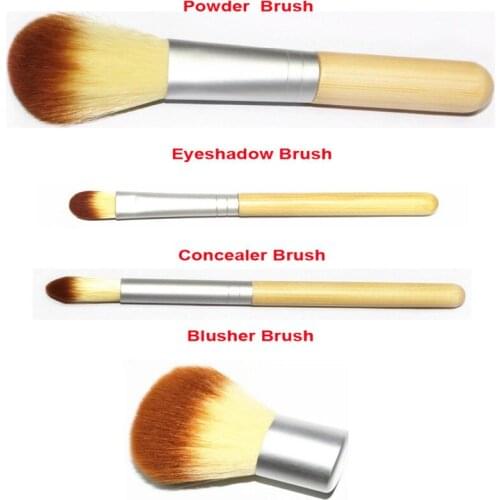 GUJHUI 1set/4Pcs Professional Foundation makeup brushes Bamboo Elaborate make up brushes Cosmetic High Quanlity