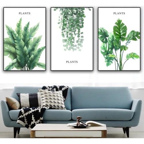Tropical plant leaf canvas art print poster Nordic green plant wall painting children room large painting PVC sticker frameles