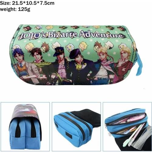 Anime JoJos Bizarre Adventure Nylon Pencil Case Zip Penbag Casual Cosmetic Bag Makeupbag Student Women Travel Stationery Bags