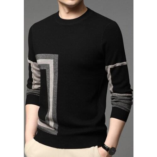2020 New Fashion High End Designer Brand Mens Knit Black Wool Pullover Sweater Crew Neck Autum Winter Casual Jumper Mens Clothes