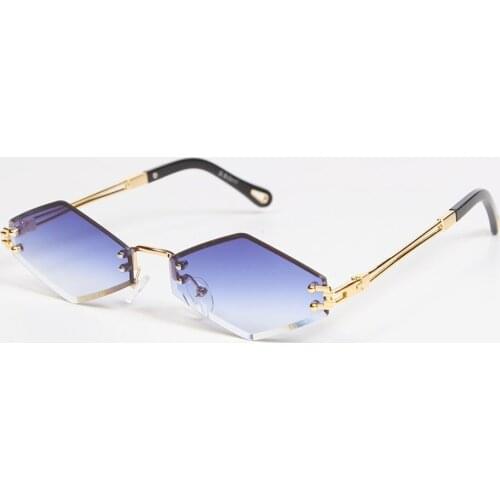 2021 New Fashion Rimless Sunglasses Women Navy Blue Quadrat Vintage Design Sunglasses Famous Luxury Brand Designer Sexy Design