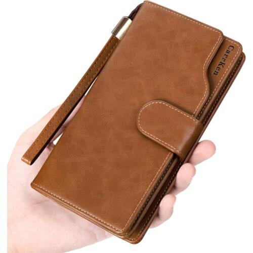 New Brown Purse For Men Leather Mens Wallets Long Male Wallet Card Holder Clutch Bags Soft PU Leather Purse Walets