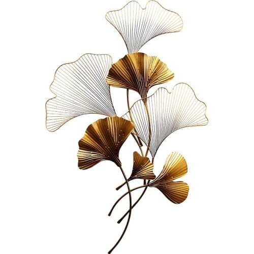 New Chinese style iron wall decor creative ginkgo leaf living room porch hanging pendant fashion metal home decoration