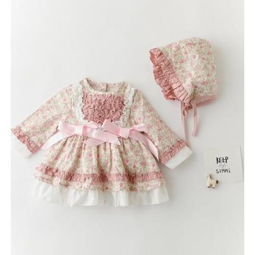 Baby Girls Dress New 1st Year Birthday Dresses For Newborn Floral Bow Lolita Spanish Vintage Court Princess Dress Infant Clothes