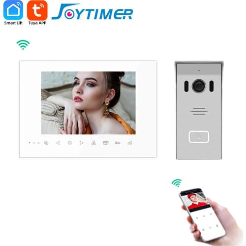 Joytimer 7" Wired Video Intercom for Home Night Vision and Motion Detector Video Doorbell with Camera for Apartment