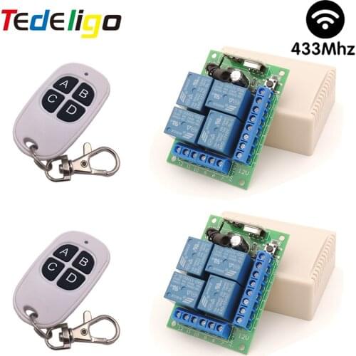 12V Switch 433MHz 4Ch Wireless Remote Control Switch,10A Relay Module With Transmitter,for Gate,Garage,Light,DIY Electronic Home