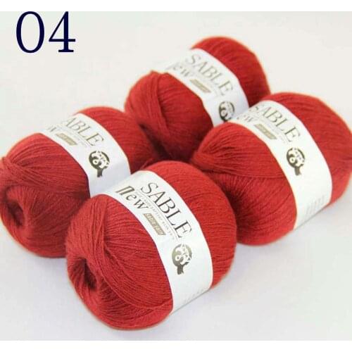 Sale Super Soft 4X50g Pure Sable Cashmere Wrap Shawls Hand Knit Wool Crochet 243-04 Crimson
