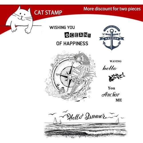 Happy Elephant / Compass Clear Stamps For Scrapbooking Card Making Photo Album Silicone Stamp DIY Decorative Crafts
