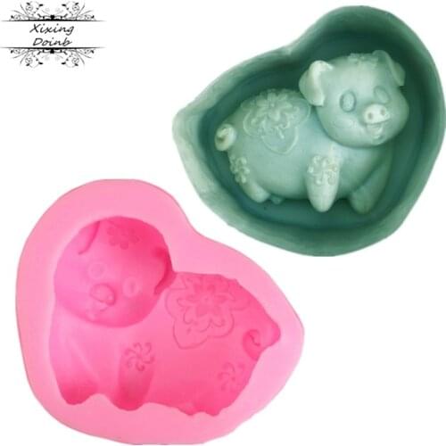 DIY cartoon pig silicone mold chocolate cake decoration tool clay craft mold cake mold