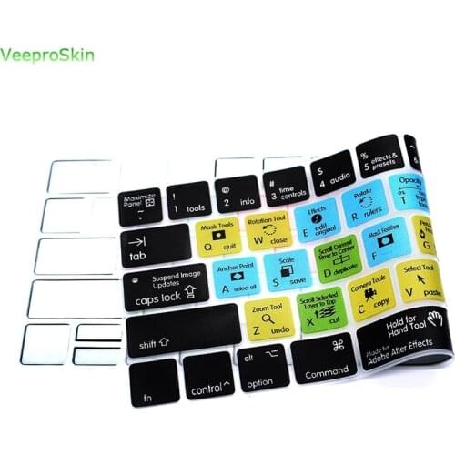 For Macbook Pro 13"15 A1989 A1990 A1706/A1707 Adobe After Effects Hotkey Shortcut Silicone Keyboard Cover Protector Skin