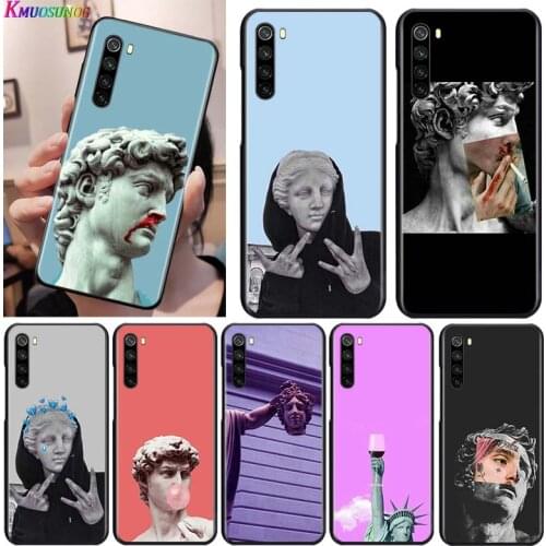 Michelangelo Art Statue for OPPO Reno 2 Z 2Z 2F 3 4 5 Pro 5G 4Z 4SE 5F ACE F7 A5 A9 2020 Black Phone Case Soft Cover Shell
