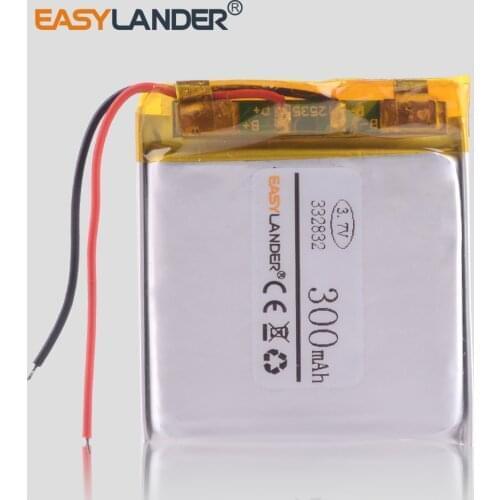 3.7V 300mAh 332832 Lithium Polymer li ion Rechargeable Battery car dvr video recorder bicycle alarm sound dash cam iBOX GT-885